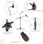 Professional Microphone Stand with Boom , 3 Mobile Arm , 3 clips - الصورة 3