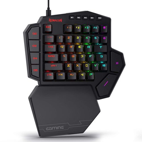 1 Redragon K585 DITI RGB One-Handed Mechanical Gaming Keyboard - Blue Switches - 42 Keys -7 Onboard Macro Keys - Detachable Wrist Rest - الصورة 1