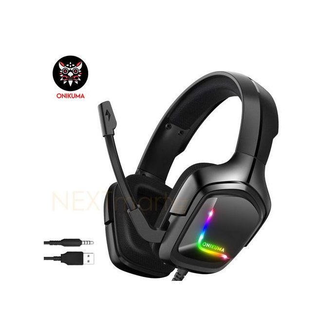 1 Onikuma K20 RGB Gaming Over-Ear Wired Headphone For PC - BLack - الصورة 1