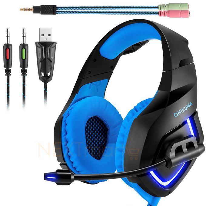 1 Onikuma K1-B Blue LED Gaming Headset - Black/Blue - الصورة 1