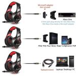 Onikuma K1-B Red LED Gaming Headset for PC / PS4 / Xbox - Black/Red - الصورة 5