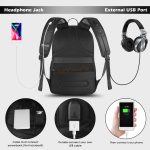 Sosoon Unisex Business Travel Laptop Backpack With USB Charging & Aux Port -15.6 Inch - Black - Image 2