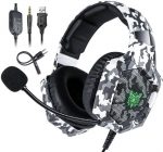 Onikuma K8 Army RGB Stereo Gaming Headset- Noise Canceling Mic - Army White