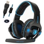 Sades SA903 USB Wired 7.1 Surround Gaming Headset For PC -Black/ Blue