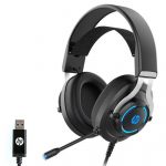 HP H360G USB 7.1 Surround Gaming Headset - 50mm Drivers - Noise Canceling Mic- Blue LED