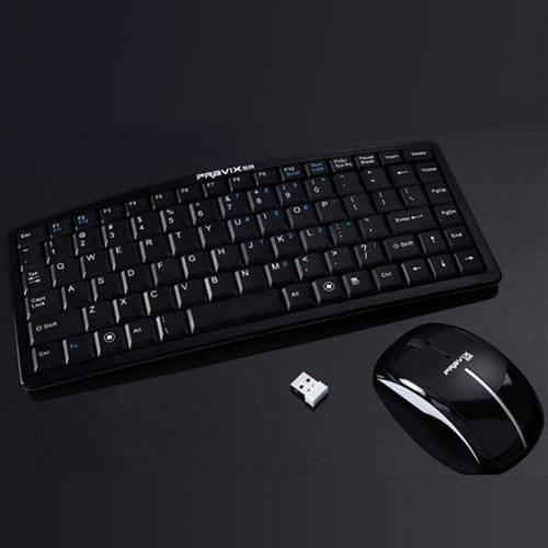 1 (1) Pravix KM818 Curvy Mini Wireless Office Keyboard + Mouse Combo - Black - الصورة 1