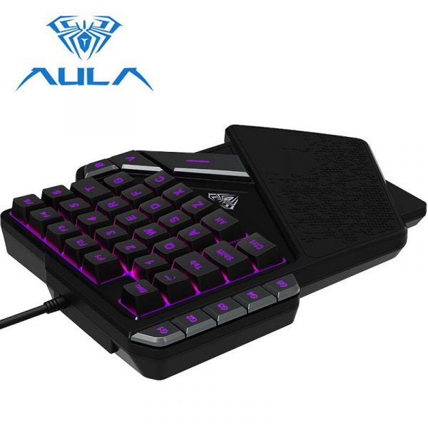 AULA Single Hand Keyboard Wired Keypad 7 Colors RGB Backlight for Desktop Laptop Phone Mini
