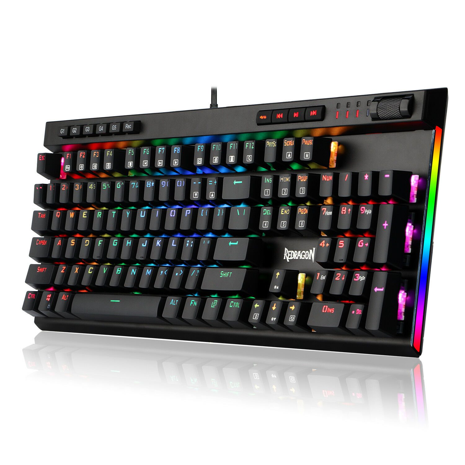 s-l1600 Redragon K580 Programmable RGB Full Mechanical Gaming Keyboard With Macro Keys Blue Switch - Black - الصورة 1