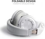 Bluedio T2 Plus Foldable Hi-Fi Stereo Bluetooth / AUX Headphones Over Ear, BT5.0 ,46 Hours Wireless Headset with Mic - White - الصورة 2