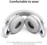 Bluedio T2 Plus Foldable Hi-Fi Stereo Bluetooth / AUX Headphones Over Ear, BT5.0 ,46 Hours Wireless Headset with Mic - White - الصورة 4
