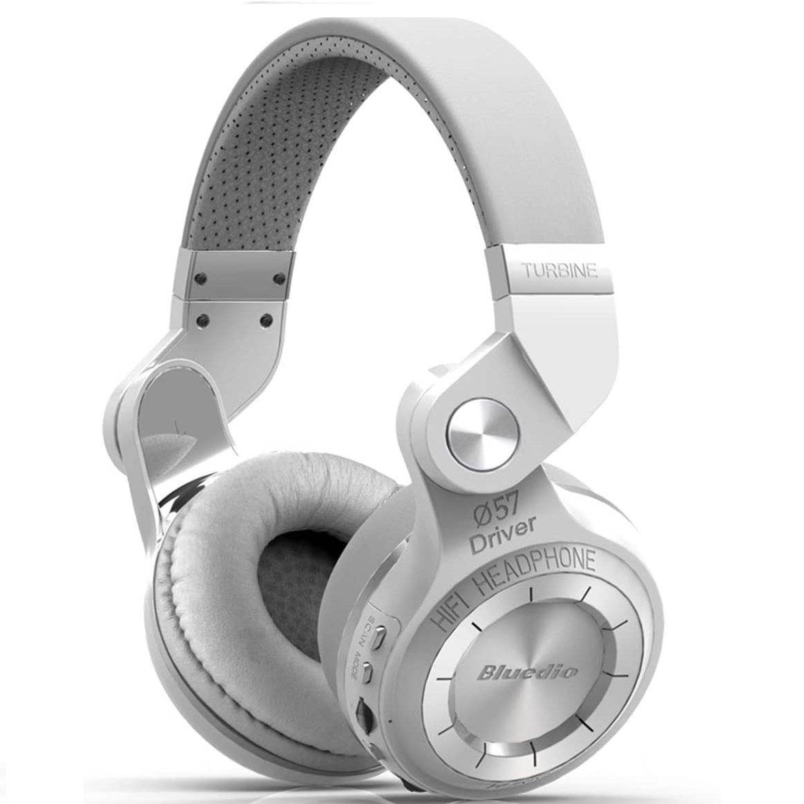 61ksbp8aJ-L._AC_SL1200_ Bluedio T2 Plus Foldable Hi-Fi Stereo Bluetooth / AUX Headphones Over Ear, BT5.0 ,46 Hours Wireless Headset with Mic - White - الصورة 1