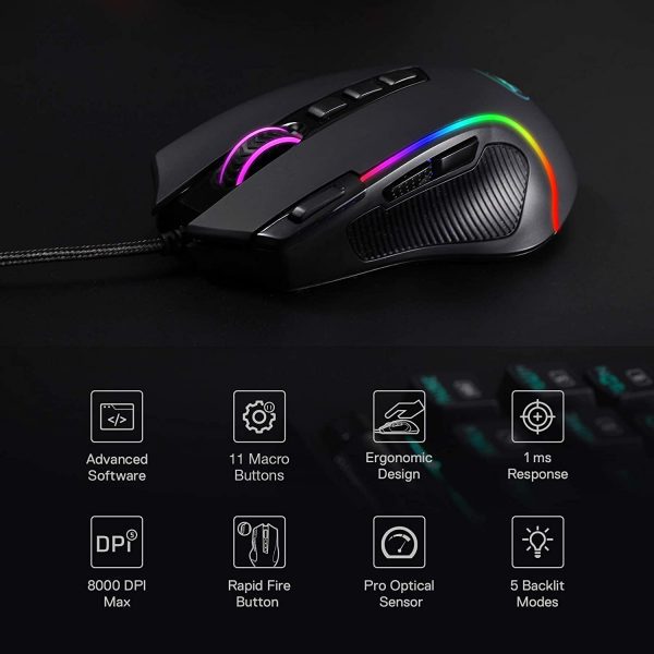 Redragon M612 Predator RGB Gaming Mouse 8000 DPI 11 Buttons