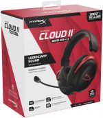 HyperX Cloud II Wireless- سماعة رأس للألعاب ، 7.1 صوت محيطي - 30 ساعة - وسادات أذن من الإسفنج - إطار ألومنيوم متين - ميكروفون قابل للفصل وإلغاء الضوضاء مع مراقبة ميكروفون - أحمر - الصورة 11