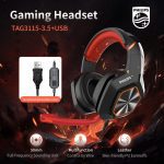 Philips TAG3115 USB 7.1 Virtual Surround Sound RGB Gaming Headset - 50mm - Swivel Noise Reduction Mic For PC - Black - Image 4