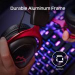 HyperX Cloud II Wireless- سماعة رأس للألعاب ، 7.1 صوت محيطي - 30 ساعة - وسادات أذن من الإسفنج - إطار ألومنيوم متين - ميكروفون قابل للفصل وإلغاء الضوضاء مع مراقبة ميكروفون - أحمر - الصورة 7