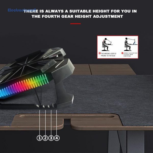 ElectronicMall01 YL 017 RGB Breathing Light Laptop Cooler 2 Fan Notebook Cooling Pad Stand 1