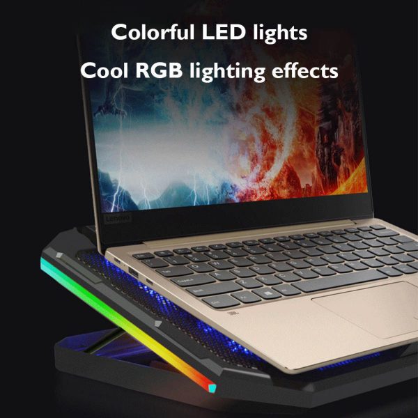 Gaming Laptop Cooler Riser 5 Fans Colorful LED RGB Notebook Cooling Pad Suitable for 12 17 inch Models 6