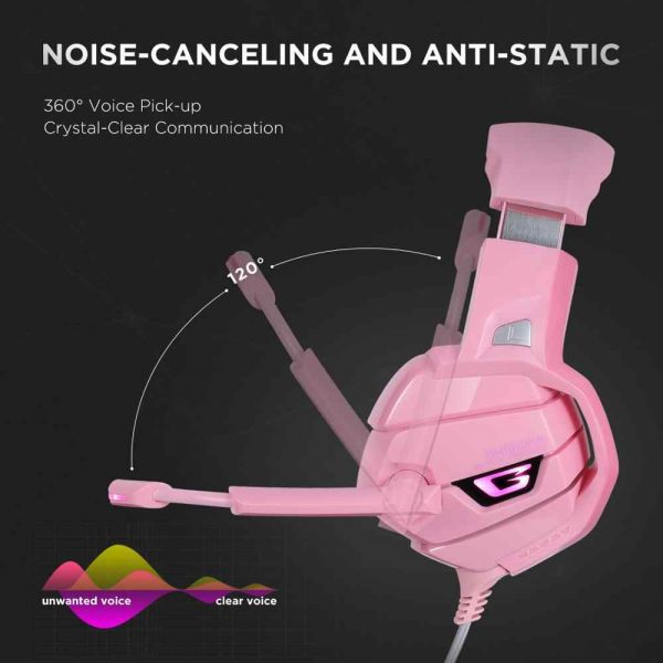 ONIKUMA K5 Pink LED Gaming Headphones Headset With Mic Microphone For PS4 PC Pink warrior Gamer.jpg q50