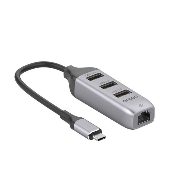 Onten 95118R USB C to 3 USB 3.0 Hub With Gigabit Ethernet Adpater 3 1