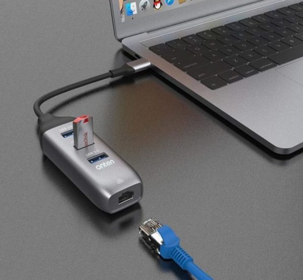 Onten 95118R USB C to 3 USB 3.0 Hub With Gigabit Ethernet Adpater 5 678x904 1