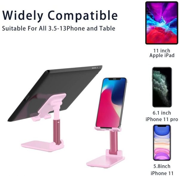 Cell Phone StandTablet Holder Stand Height Angle Adjustable Desktop Cell Phone Stand Aluminum Compatible with iPhone 11 Pro Xs Xs Max Xr X 8 7 6 6s Plus 47 8 ，Samsung Galaxy，All Phones Pink 3