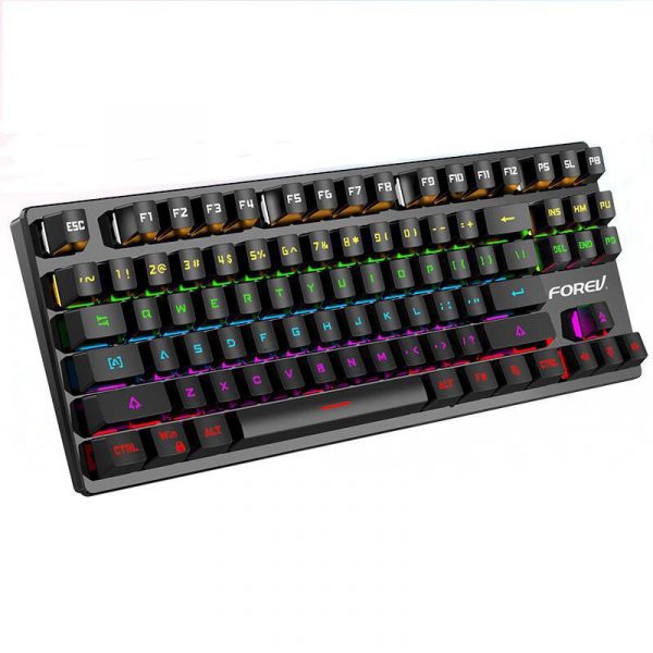 FV Q301 87 keys Wired Mechanical Keyboard Blue Axis RGB Backlight Portable Gaming Keyboard 1