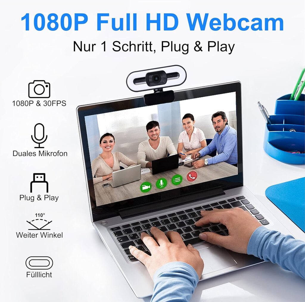 Full HD Webcam with Ring Light