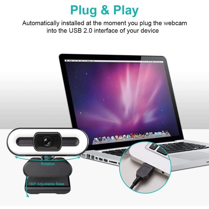 Full HD Webcam with Ring Light