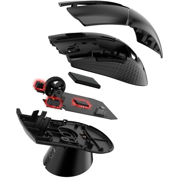 MSI Clutch GM41 Lightweight Wireless Gaming Mouse Charging Dock 20000 DPI 60M Omron Switches Fast Charging 80Hr Battery RGB Mystic Light 6 Programmable Buttons PC Mac 6 1