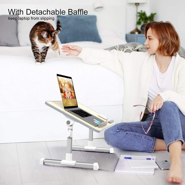 Laptop Desk for BedLEEHEE Adjustable Lap Bed Tray Folding Table Lap Stand with Internal USB Cooling Fan Standing Desk for Home Office Working Gaming Writing Fits for 17 Laptop or Smaller Beige 4
