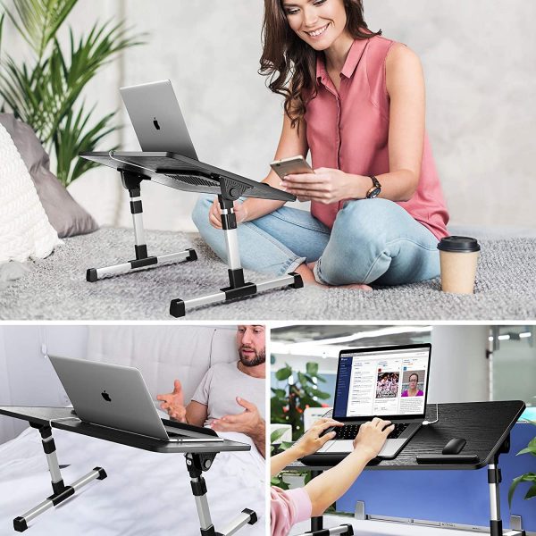 Laptop Desk for BedLEEHEE Adjustable Lap Bed Tray Folding Table Lap Stand with Internal USB Cooling Fan Standing Desk for Home Office Working Gaming Writing Fits for 17 Laptop or Smaller Black 5