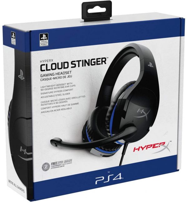 HyperX Cloud Stinger Gaming Headset Official Licensed for PS4 and PS5 Lightweight Rotating Ear Cups Memory Foam Comfort Durability Steel Sliders Swivel to Mute Noise Cancellation Mic 5 1