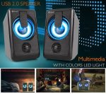Kisonli Wired USB LED Lighting Multimedia 2.0 Channel Speaker for PC and Laptop - (L1010) - الصورة 5