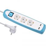 PluGuard Power Strip 3 Outlets with Switch and Silicon Cover - 2 USB / 2.1 A - 2m Cable -White | (M-316) - Image 3