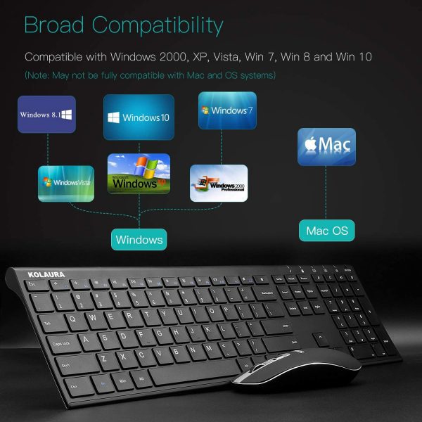 Kolaura Ultra Thin Rechargeable Wireless Keyboard and Mouse 5