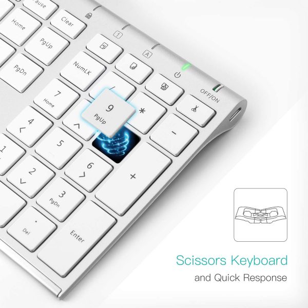 Kolaura Ultra Thin Rechargeable Wireless Keyboard and Mouse White 7