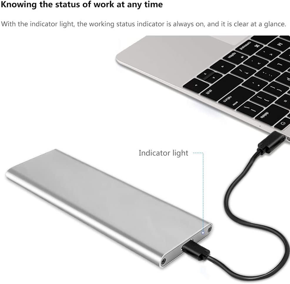 thumbnail image 2 of Ubervia Portable SSD External Solid State Drive Mobile Solid Slim Storage Drive With USB 3.1 Type C For PC, Laptop And Mac Silver 4TB 2 of 14