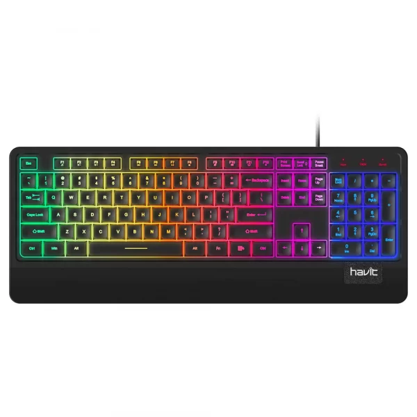 havit kb488l computer keyboards 104 keys with rainbow backlit wrist rest