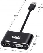 ⁦ONTEN USB 3.0 HDMI / VGA Adapter - 2K | OTN-5201B⁩ - الصورة ⁦5⁩