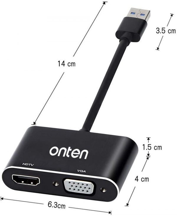 ONTEN USB 3.0 HDMI VGA Adapter OTN 5201B 1