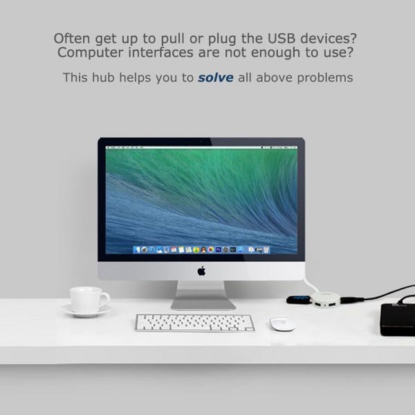 Onten 4 Ports Mini USB HUB USB 2.0 Splitter Switch with Micro USB Charging Port for iMac Computer Laptop Accessories OTG HUB USB 2