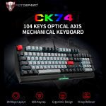 ⁦MOTOSPEED CK74 Gaming Keyboard Monochrome - Optical Axis Mechanical Switch  | Black⁩ - الصورة ⁦2⁩