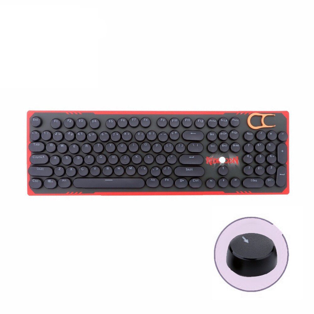 Redragon A106 104 Keycaps Black Vintage Style Steampunk Typewriter Retro Keys Set for Mechanical Gaming Keyboard US Layout-0 Redragon A106 104 Keycaps Black Vintage Style Steampunk Typewriter Retro Keys Set for Mechanical Gaming Keyboard US Layout 0