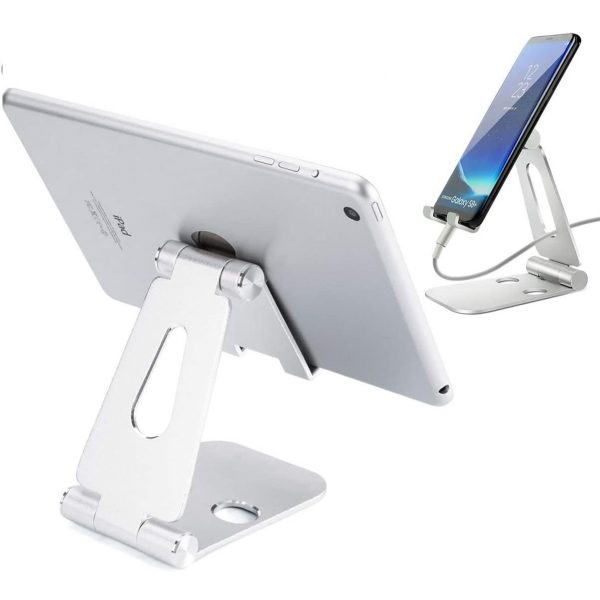 Foldable Metal Mobile Stand Silver 1