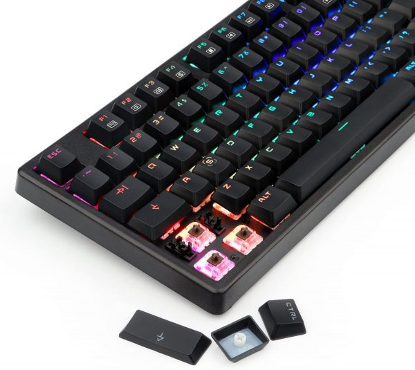 Redragon K578 Mechanical Gaming Keyboard Wired USB RGB LED Backlit 104 Keys Mechanical Gamers Keyboard for Computer PC Laptop Quiet Brown Switches 6
