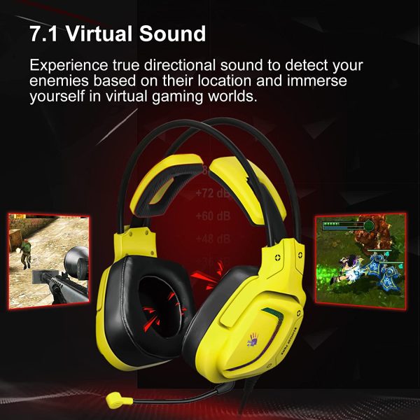 Bloody G575 USB Virtual 7.1 RGB Gaming Headset USB Punk Yellow
