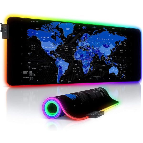 RGB World Map Mousepad Rubber USB RGB XL Gaming Wired Mouse And Keyboard Pad 8030cm Speed Edition BLUE 4