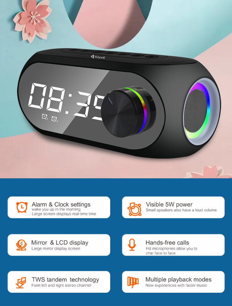 Kisonli LP-2S Bluetooth Speaker Clock