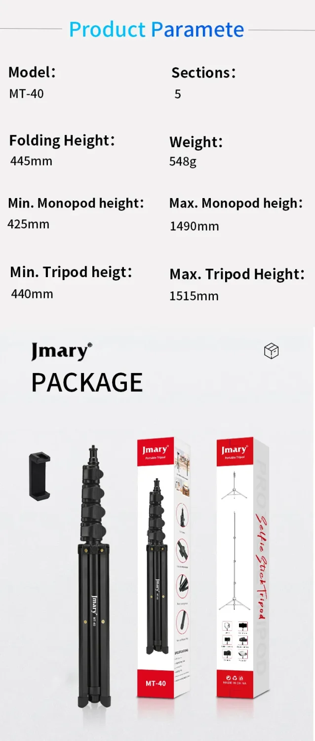 Jmary MT-40 Selfie Stick Tripod
