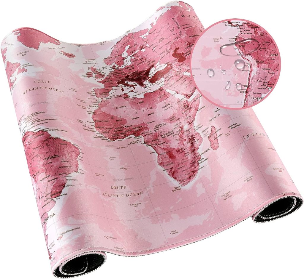 Pink World Map Gaming Mouse Pad 6